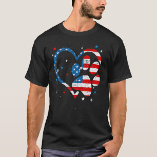 Camiseta Bandeira Americana Patriotica Impressão de Pata de