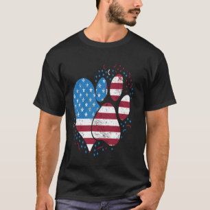 Camiseta Bandeira Americana Patriotica Impressão de Pata de