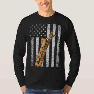 Camiseta Bandeira Americana Patriótica Jogador Baritone Sax