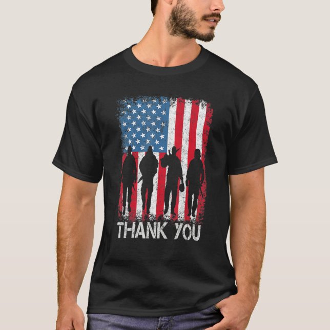 Camiseta Bandeira Americana Patriótica Obrigado Por Homens  (Frente)
