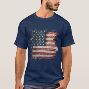 Camiseta Bandeira Americana Patriótica Única e Legal com Ef