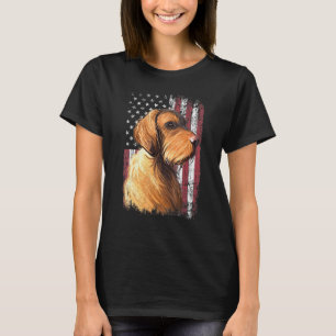 Camiseta Bandeira Americana Patriótica Vizsla Dog Usa
