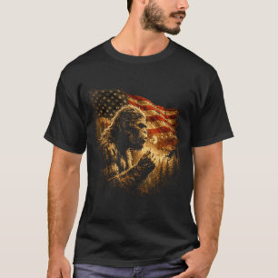 Camiseta bandeira americana pé grande soprando dente-de-leã