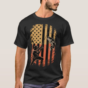 Camiseta Bandeira Americana Peixe Pescador Pescador de Peix