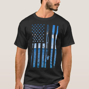 Camiseta Bandeira Americana Peixe Pescador Pescador Engraça