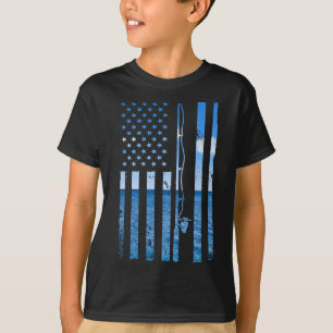 Camiseta Bandeira Americana Peixe Pescador Pescador Engraça