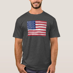 Camiseta Bandeira Americana Pintura em Celeiro Rústico Vint