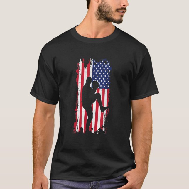 Camiseta Bandeira Americana Pitcher Baseball Roupa Baseball (Frente)
