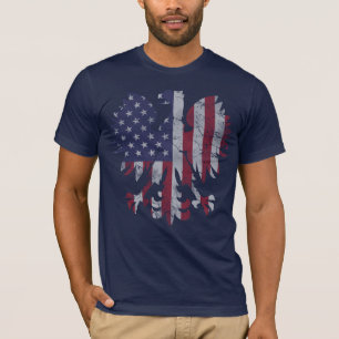 Camiseta Bandeira americana polonesa Eagle do vintage
