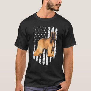 Camiseta Bandeira Americana Preta e Branca Afghan Hound 4 D