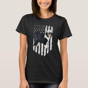 Camiseta Bandeira Americana Preto Branco Tibetan Terrier 4