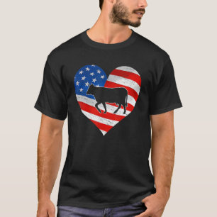 Camiseta Bandeira Americana Prin da Vaca 4 de Julho
