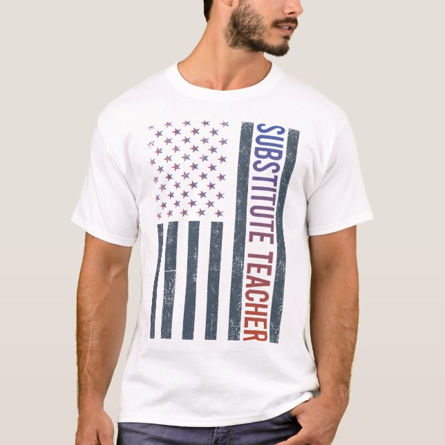 Camiseta Bandeira Americana - Professora Substituta (Frente)