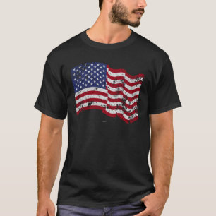 Camiseta Bandeira americana que acena - afligida