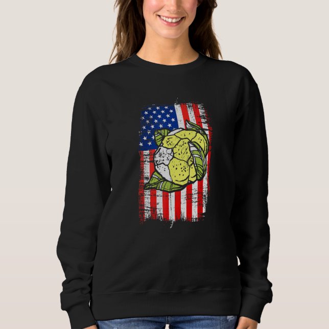 Camiseta Bandeira Americana Que Fazendeiros Cauliflower Ado (Frente)