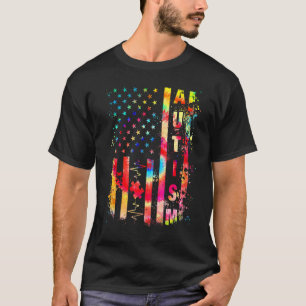 Camiseta Bandeira Americana Quebra-cabeça do Coração Consci