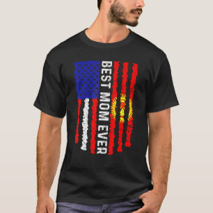 Camiseta Bandeira Americana Quirguistão Melhor Mãe Da Famíl