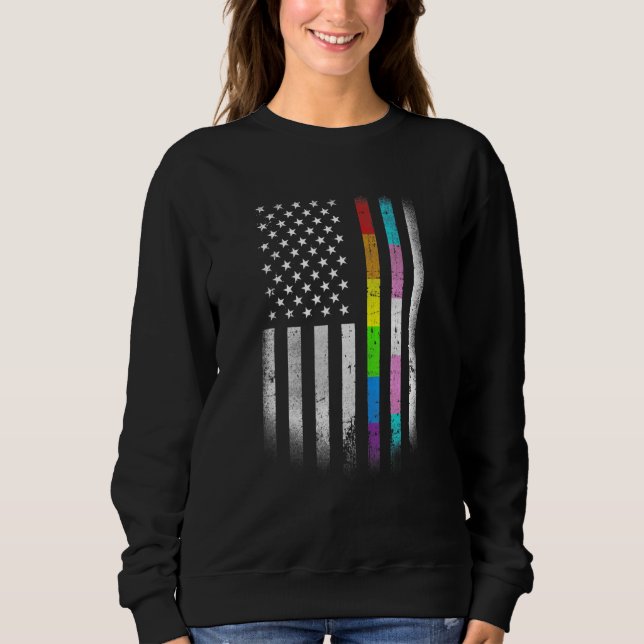 Camiseta Bandeira Americana Rainbow Homossexual Rights LGBT (Frente)