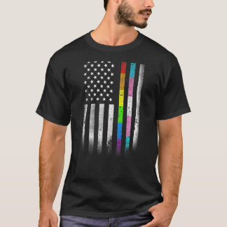 Camiseta Bandeira Americana Rainbow Homossexual Rights LGBT