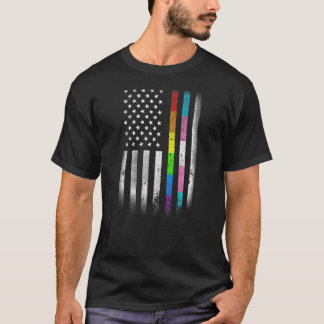 Camiseta Bandeira Americana Rainbow Homossexual Rights LGBT