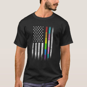 Camiseta Bandeira Americana Rainbow Homossexual Rights LGBT