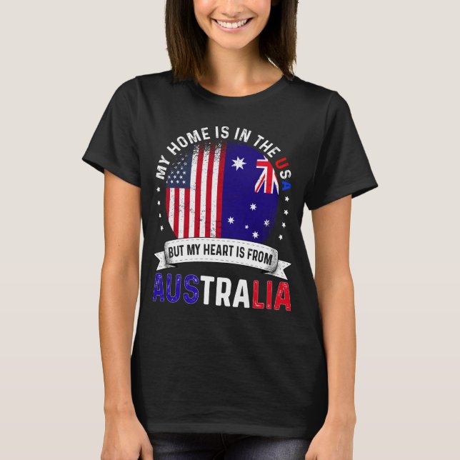 Camiseta Bandeira Americana Raízes Australianas (Frente)