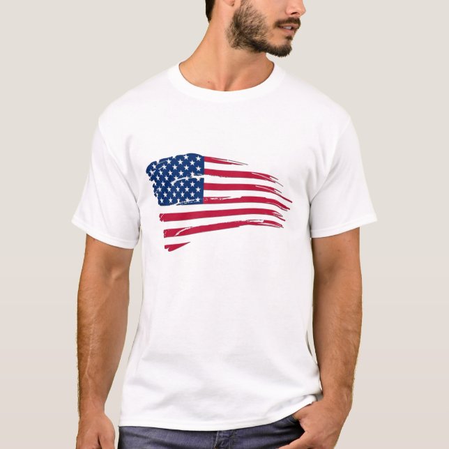 Camiseta Bandeira Americana Rasgada (Frente)