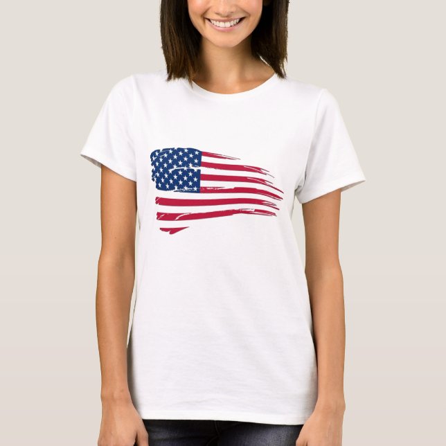 Camiseta Bandeira Americana Rasgada (Frente)