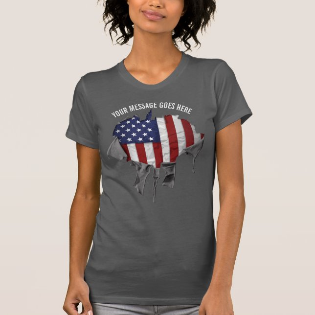 Camiseta Bandeira americana rasgada, riscada e rasgada (Frente)