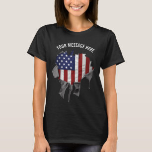 Camiseta Bandeira americana rasgada, riscada e rasgada