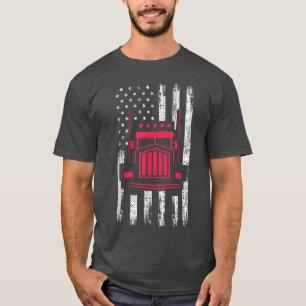 Camiseta Bandeira Americana Red Truck Mecânico Funny Semi T
