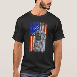 Camiseta Bandeira Americana Retriever Dourado Cachorro Pai 
