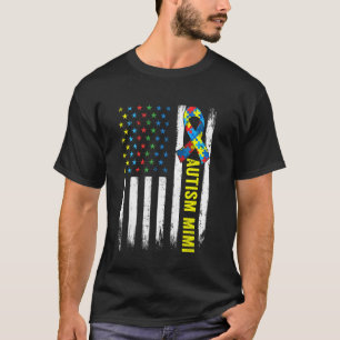 Camiseta Bandeira Americana Retro Autismo Mimi Consciência 