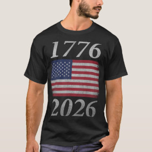 Camiseta Bandeira Americana Retro Vintage 1776 a 2026 250º