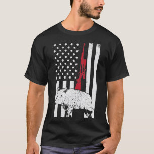 Camiseta Bandeira Americana Rifle Hog Boar Pig Gun Caça EUA