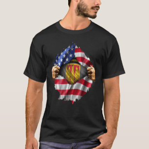 Camiseta Bandeira Americana Ripped Hidden 18th Field Artill