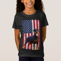 Bandeira Americana Rottweiler Cachorro Voando Engr