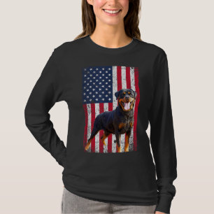 Camiseta Bandeira Americana Rottweiler Cachorro Voando Engr
