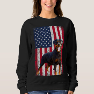 Camiseta Bandeira Americana Rottweiler Cão ao Longo do Cão