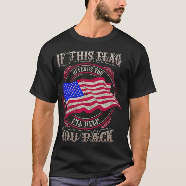 Camiseta Bandeira Americana Se esta bandeira te ofende, eu  (Frente)