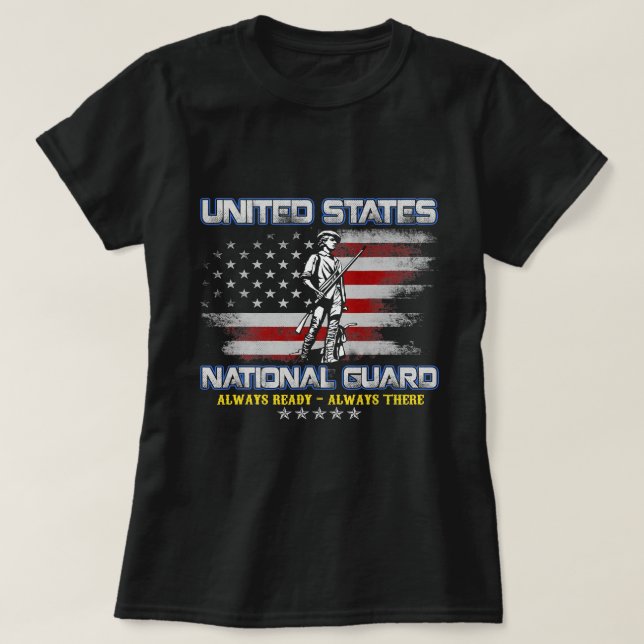 Camiseta Bandeira Americana sempre pronta para Guarda nacio (Frente do Design)
