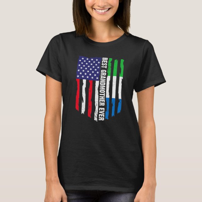 Camiseta Bandeira Americana Serra Leoa Melhor Avó E (Frente)