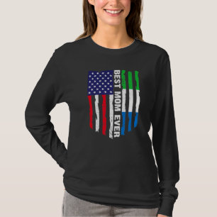 Camiseta Bandeira Americana Serra Leoa Melhor Mãe Nunca Fam