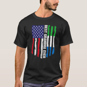 Camiseta Bandeira Americana Serra Leoa Melhor Vovó Nunca
