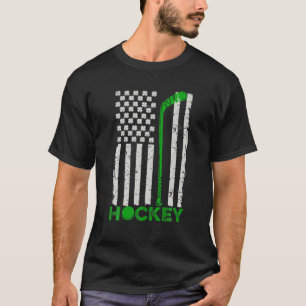 Camiseta Bandeira Americana Shamrock Vintage Hockey St Patr