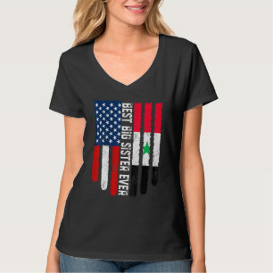 Camiseta Bandeira Americana Síria Melhor Irmã Já Fami