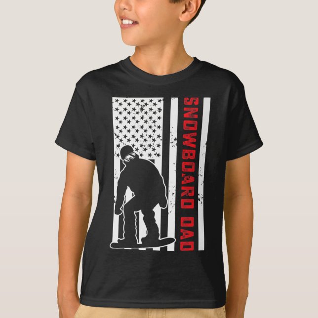 Camiseta Bandeira Americana Snowboard Pai Snowboarder Papa  (Frente)
