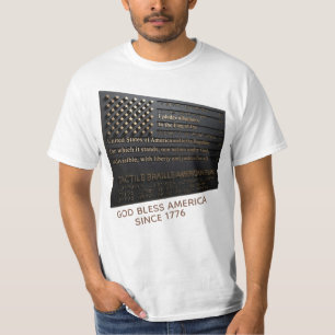 Camiseta Bandeira Americana Tátil com Juramento de Lealdade