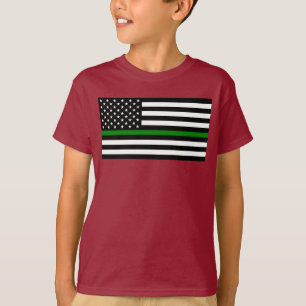 Camiseta Bandeira Americana Thin Green Line Militares e Vet