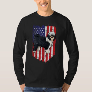 Camiseta Bandeira Americana Tibetan Terrier 4 De Julho Nos